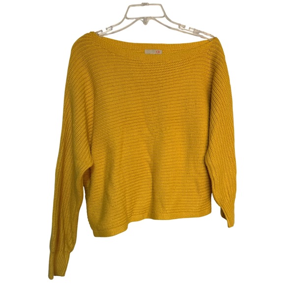 GB girls Sweaters - GB Medium Knit Cropped Sweater Pullover Boat Neck‎ Long Sleeve Yellow